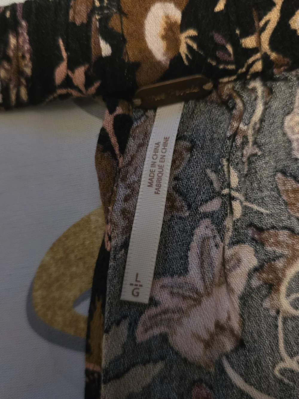 Free People Black Romper with Pink & Brown Floral Print